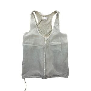 Loomstate Organic Tank Top Women's XS‎ Beige Button Down Sleeveless Drawstring
